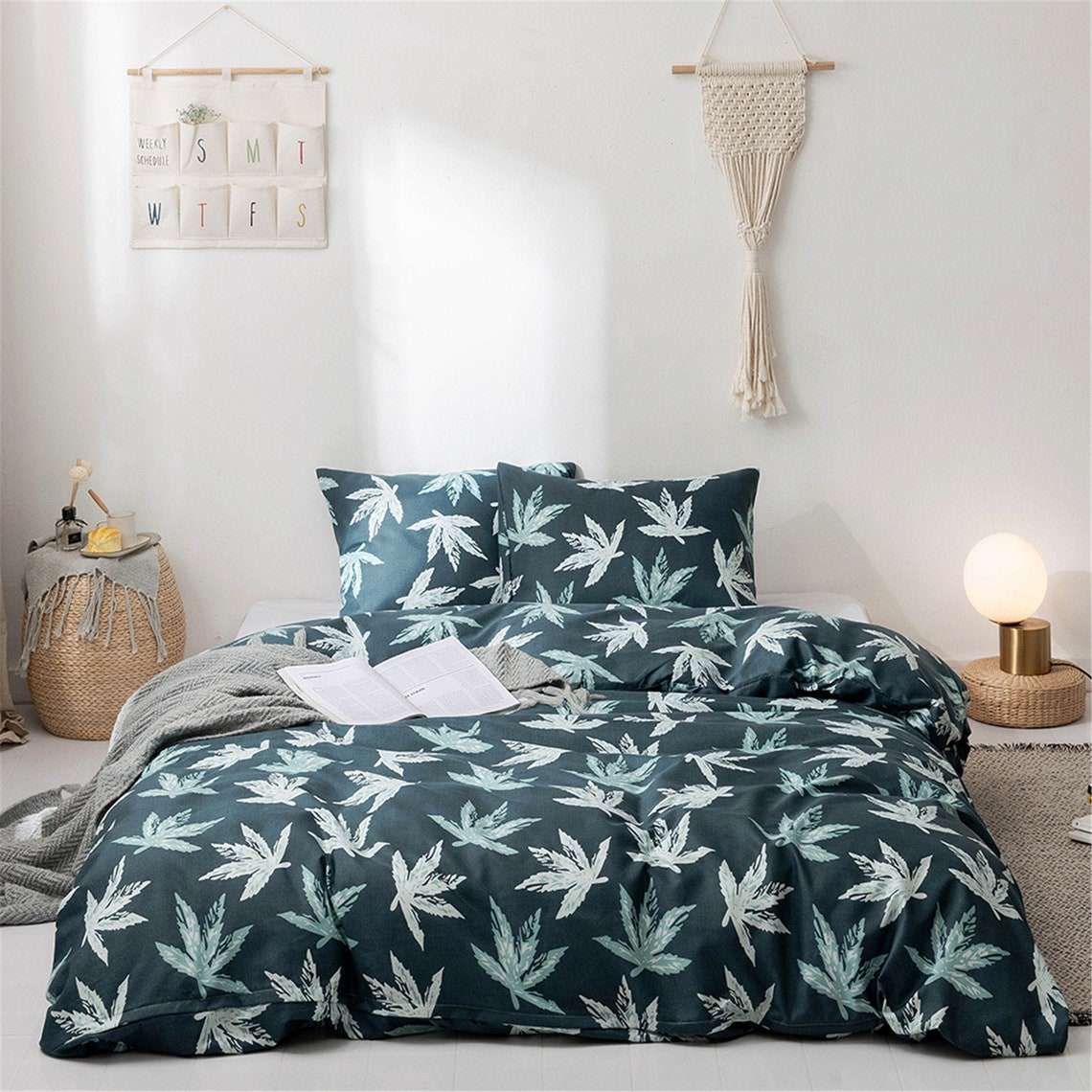 Green Duvet Cover Set Floral Bedding Set Twin/Queen/King Bed Etsy