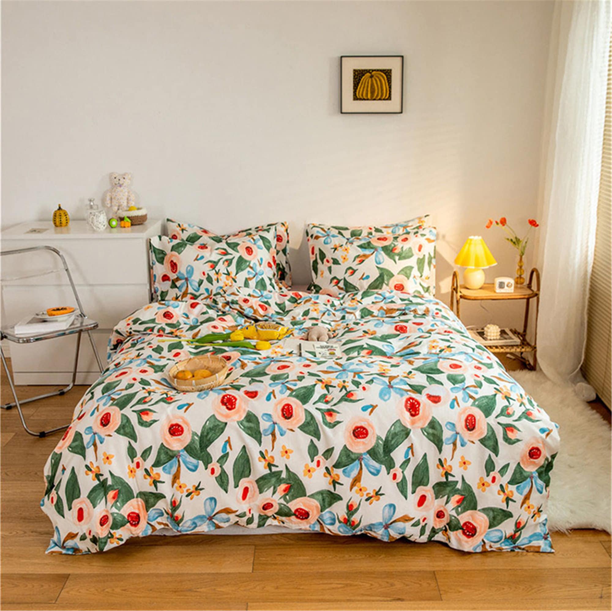 Soft Cotton Duvet Cover Set Floral Bedding Set Twin Full Kids Etsy