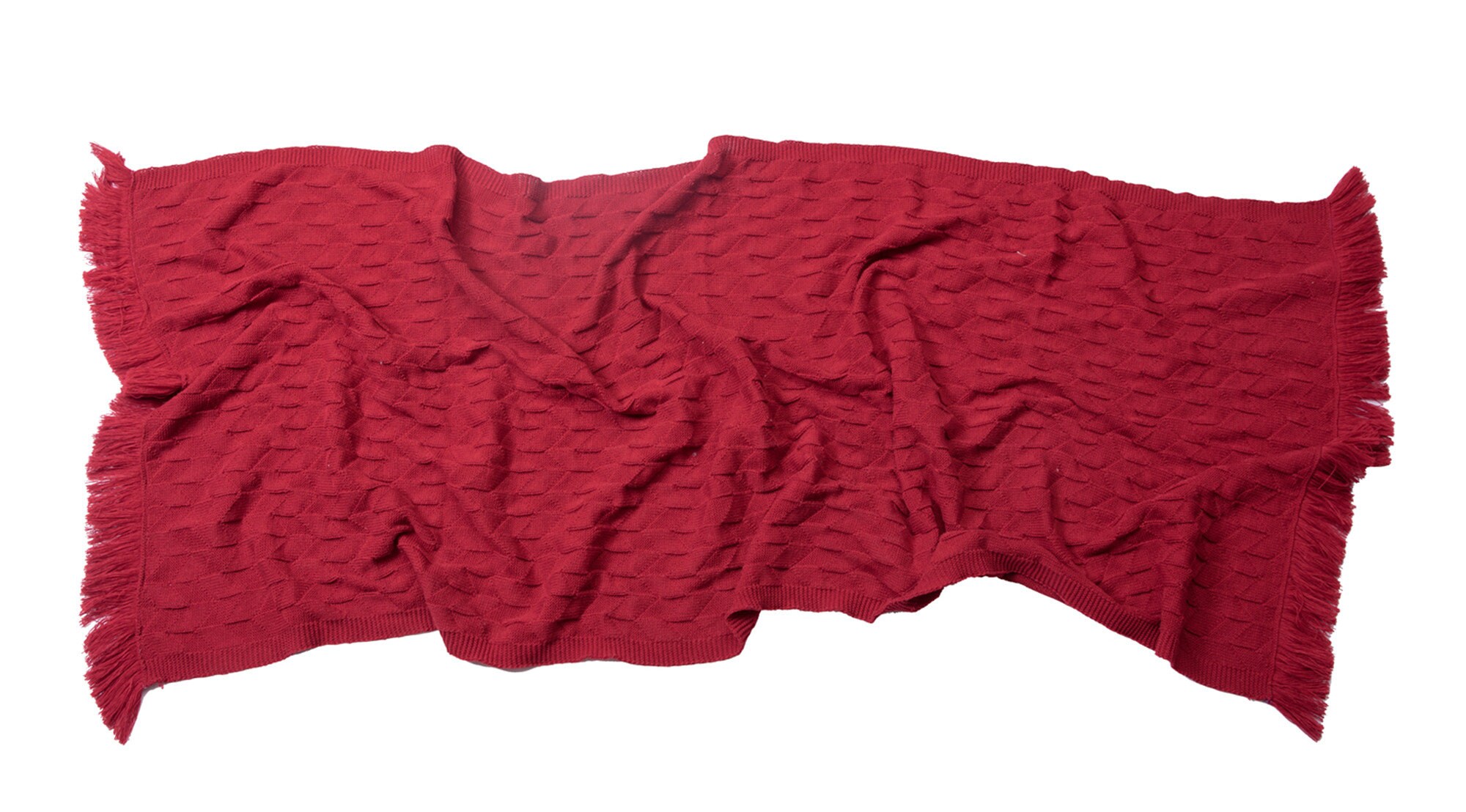 Red Knitted Throw Blanket Thin Decorative Blanket Geometric Etsy
