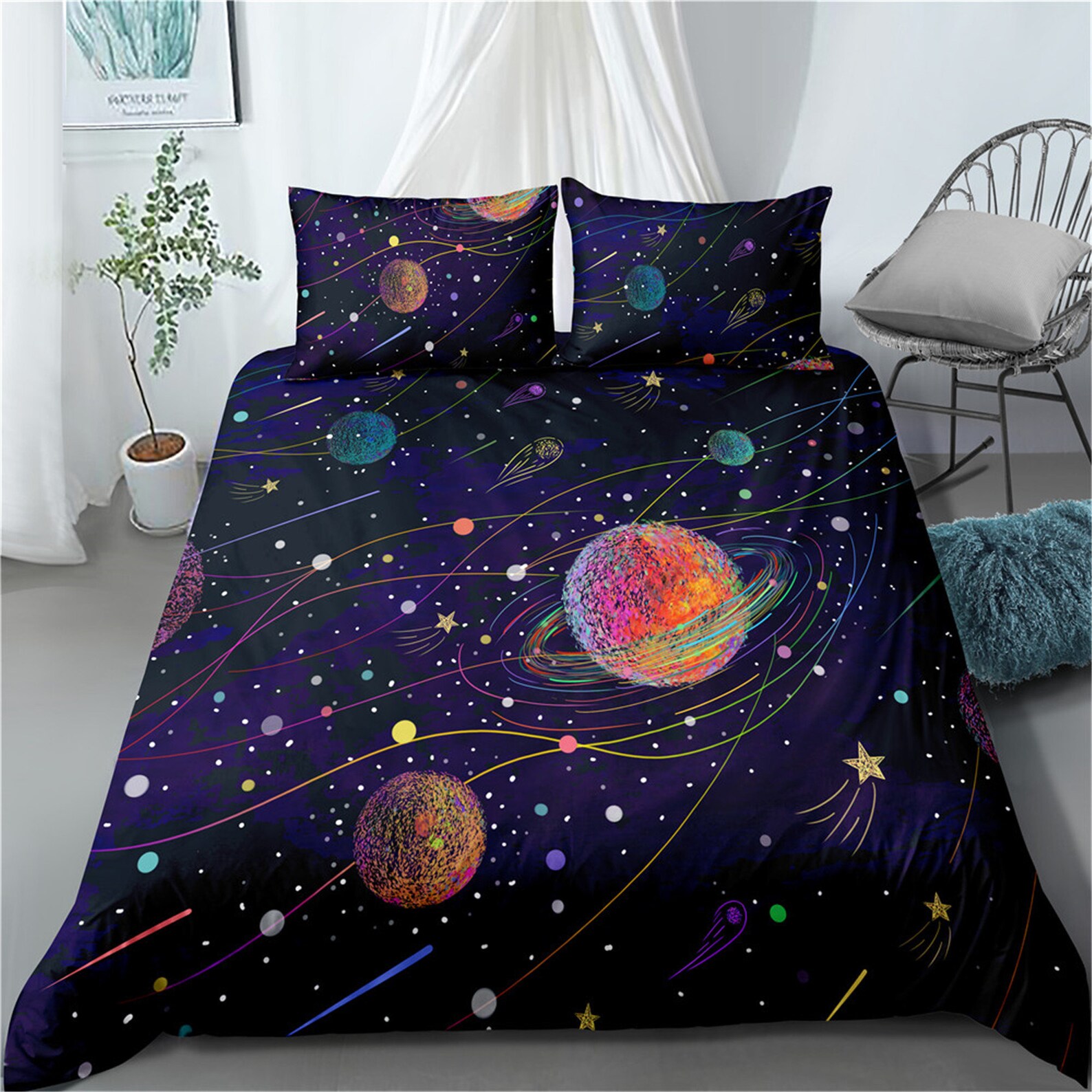Dreamy Galaxy Duvet Cover Set Universe Bedding Set Twin Full Etsy