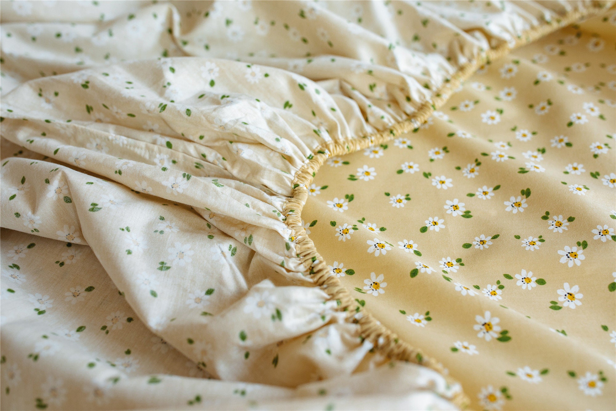 Cotton Floral Fitted Sheet Flower Fitted Sheet Soft Daisy Etsy