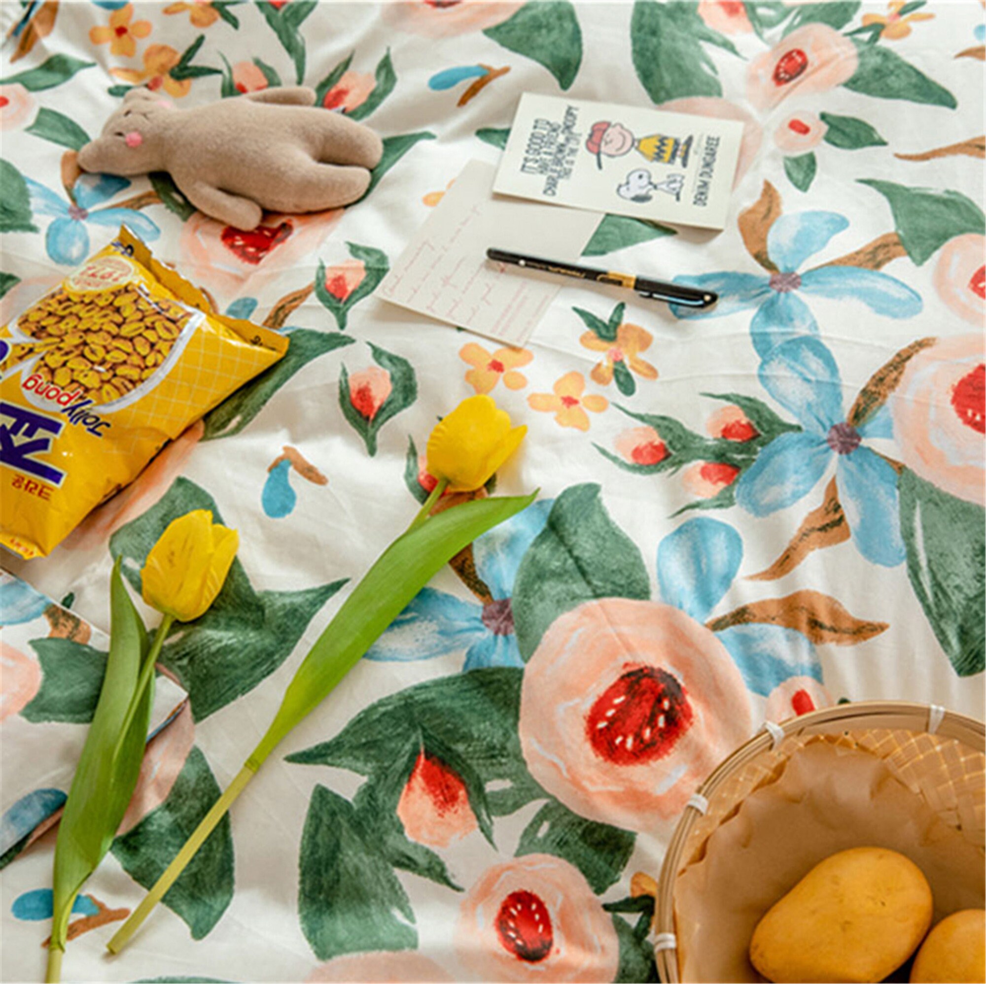 Soft Cotton Duvet Cover Set Floral Bedding Set Twin Full Kids Etsy