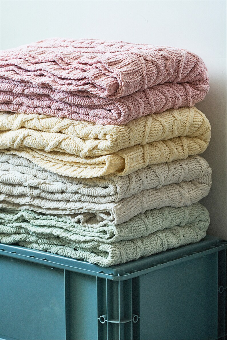 Green Chenille Throw Blanket Knitted Throw Blanket Decorative Etsy