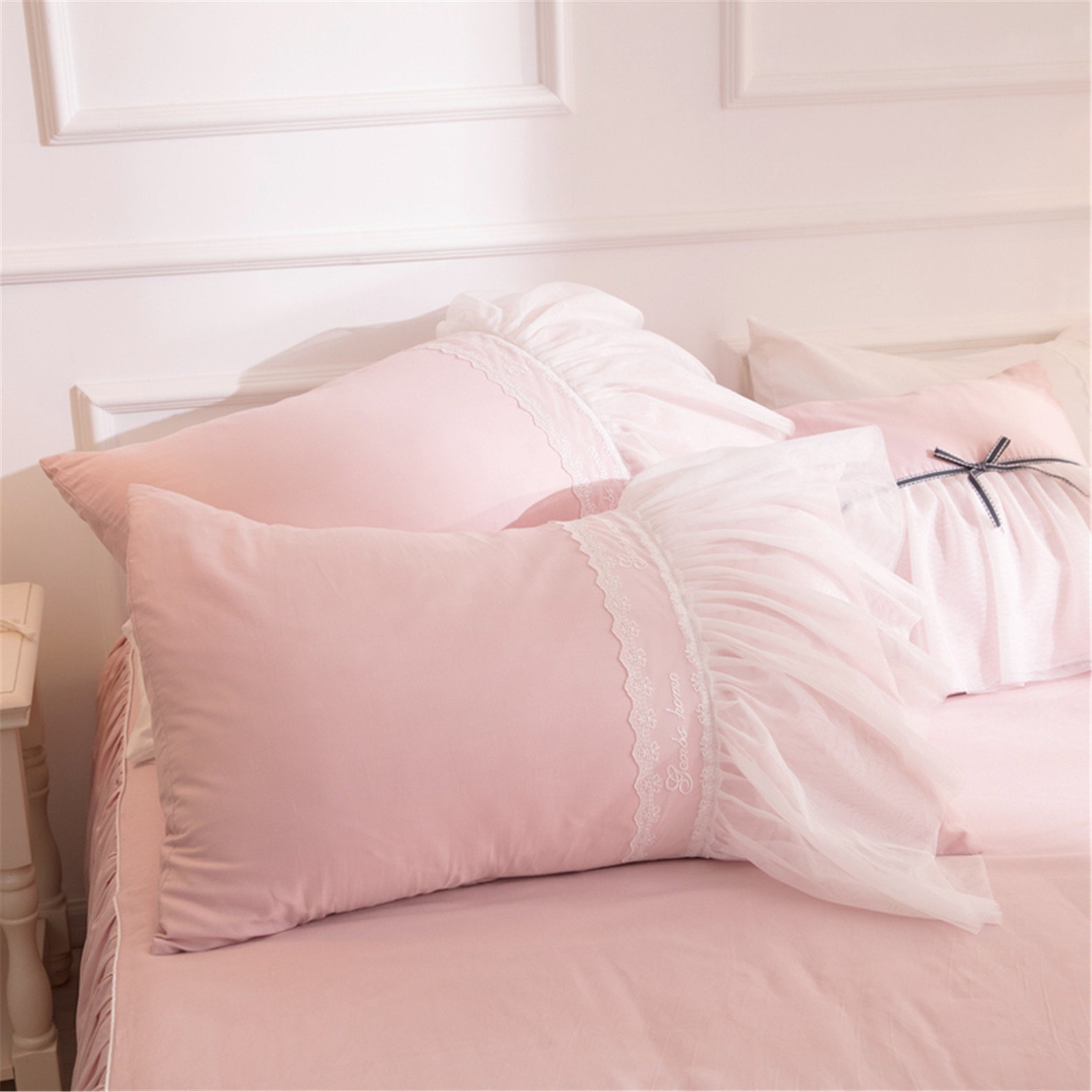 Pink 100 Cotton Soft Duvet Cover Set Girls Bow Bedding Set Etsy