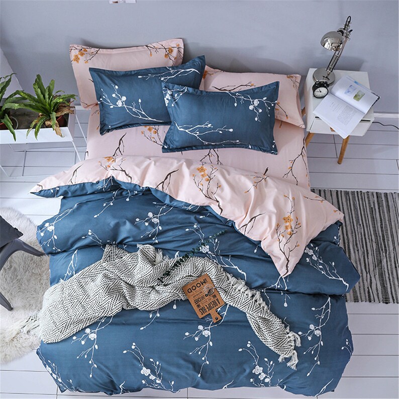 High Quality Duvet Cover Sets Super Soft Blue Microfiber Etsy