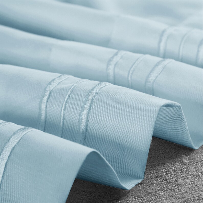 Light Blue Bed Sheet Set Embroidery Line Bed Sheet Set | Etsy