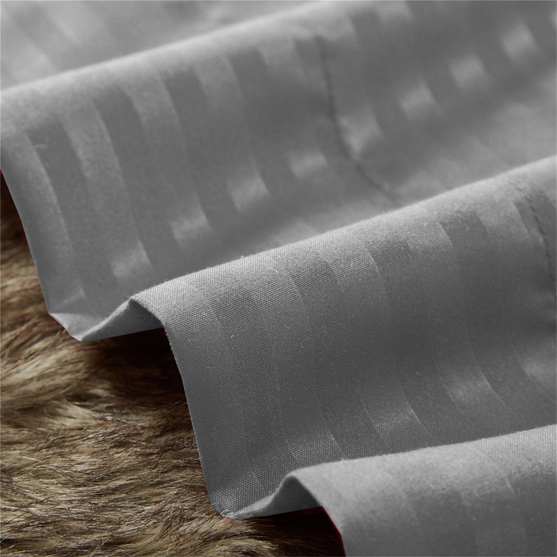 Flat Sheet+Fitted Sheet+Pillowcases,Twin Full Queen King Gray Bed Sheet Set Bedding Set Pin Stripe Bed Sheet Set Geometric Sheet Set
