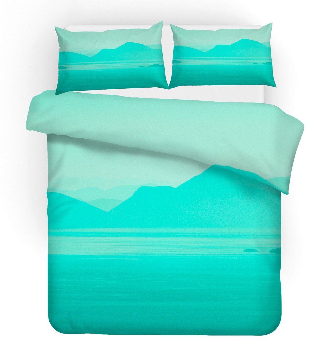 Landscape Duvet Cover Set Lake Green Duvet Cover Set Mountain Etsy