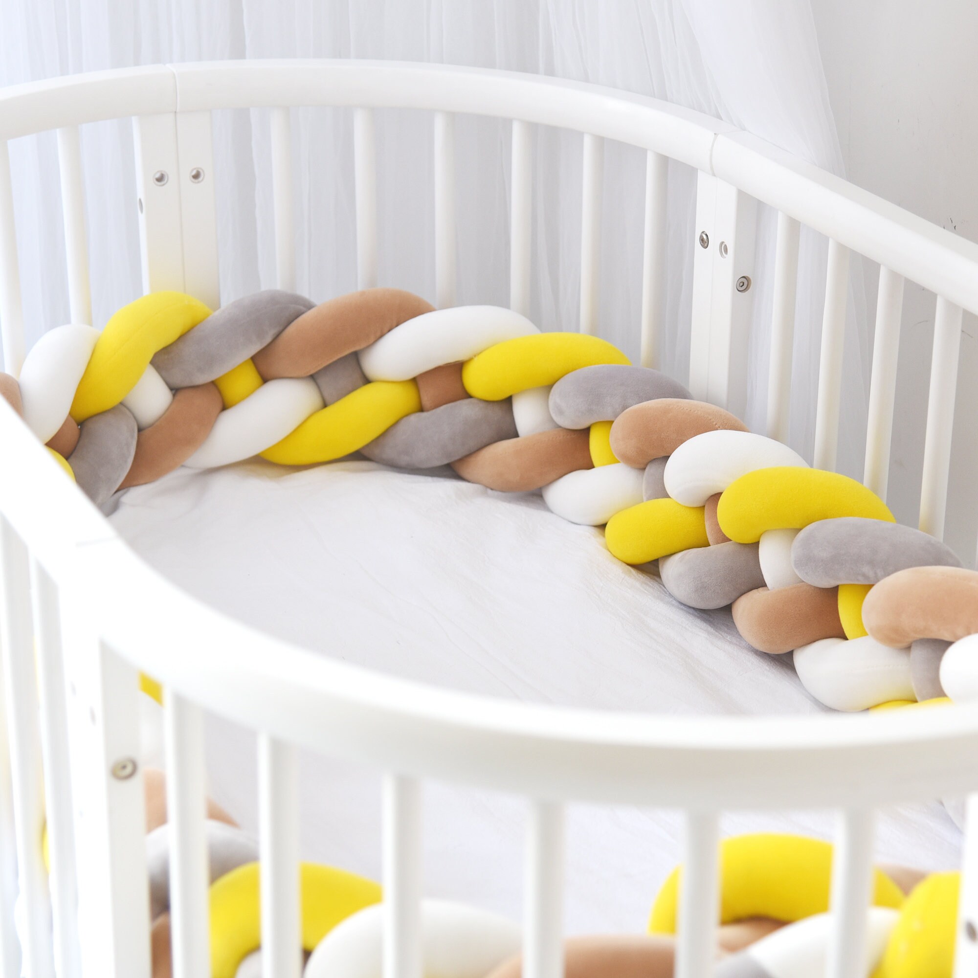 Custom Size Baby Crib Bumper Knotted Bed Bumper 4 Braided Etsy