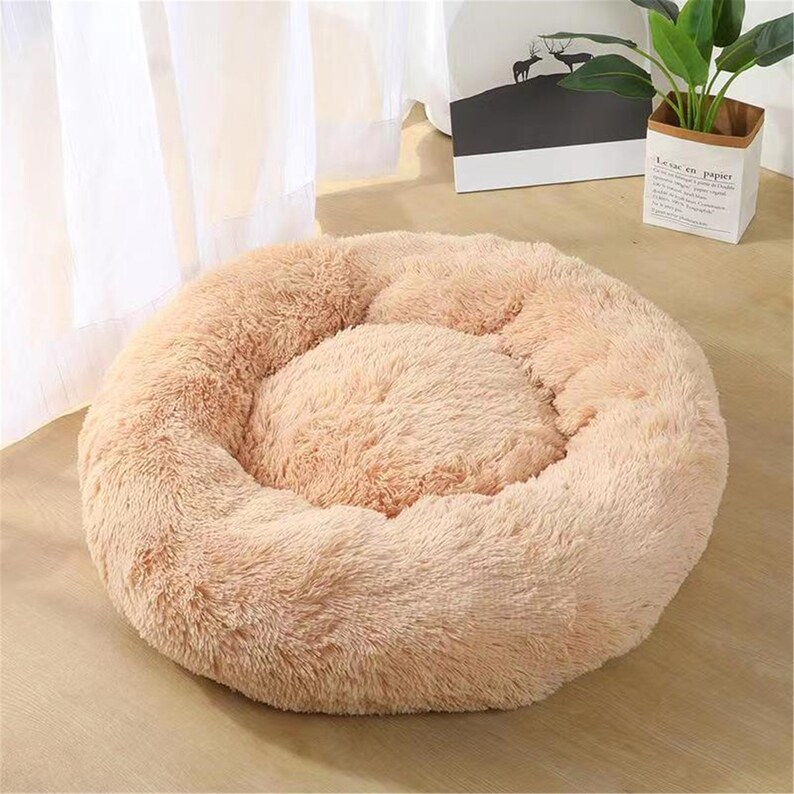 Fluffy Pet Bed for Dogs / Cats Round Donut Cat Bed Warm Soft Etsy