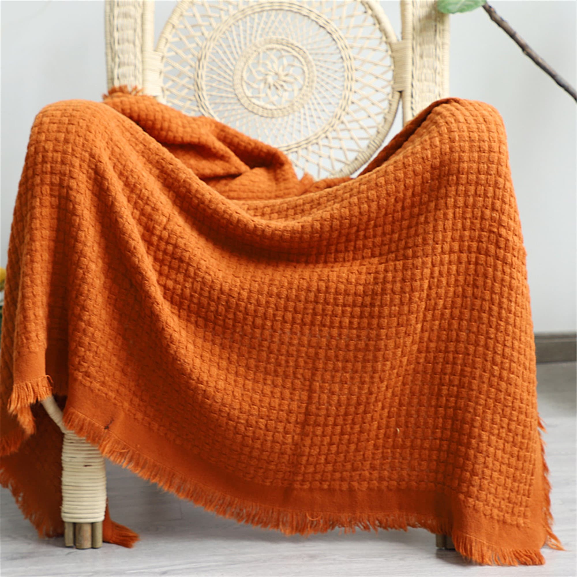 Orange Throw Blanket INS Morandi Color Blanket Knitted Sofa Etsy