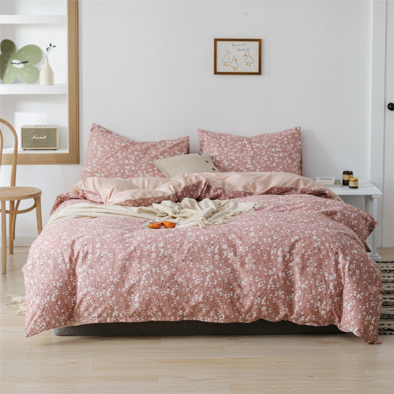 Cotton Duvet Cover Set White Floral Bedding Set Bedding Set Etsy