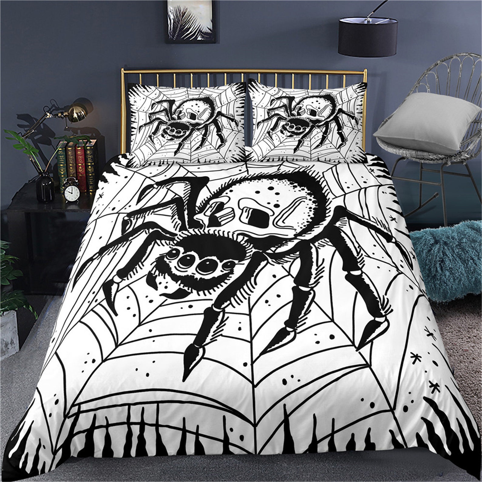Halloween Duvet Cover Set Gothic Bedding Festival Kids Duvet Etsy