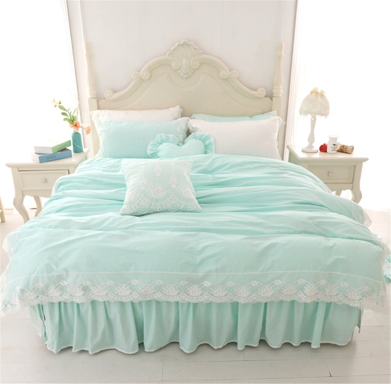 Light Green Duvet Cover Set Elegant Cotton Duvet Cover Set Etsy