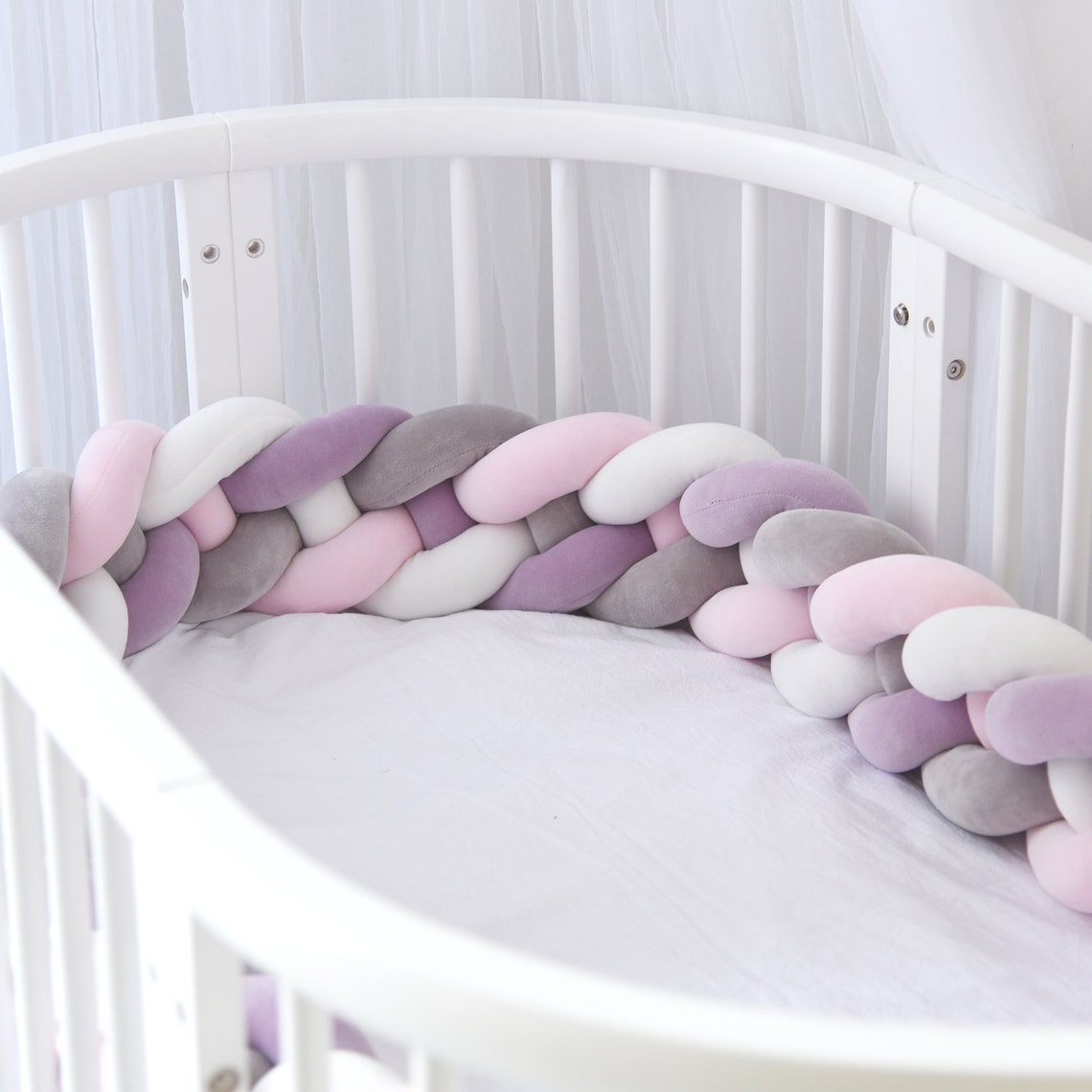 Custom Size Baby Crib Bumper Knotted Bed Bumper 4 Braided Etsy