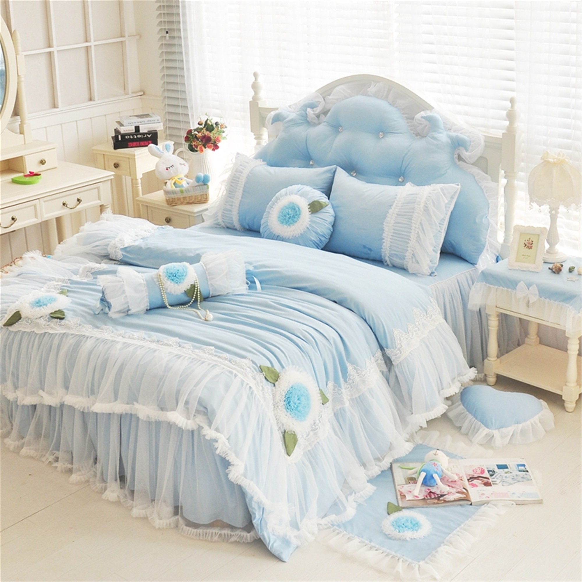 Baby Blue Duvet Cover Set Soft Cotton Duvet Cover Set 3D Etsy