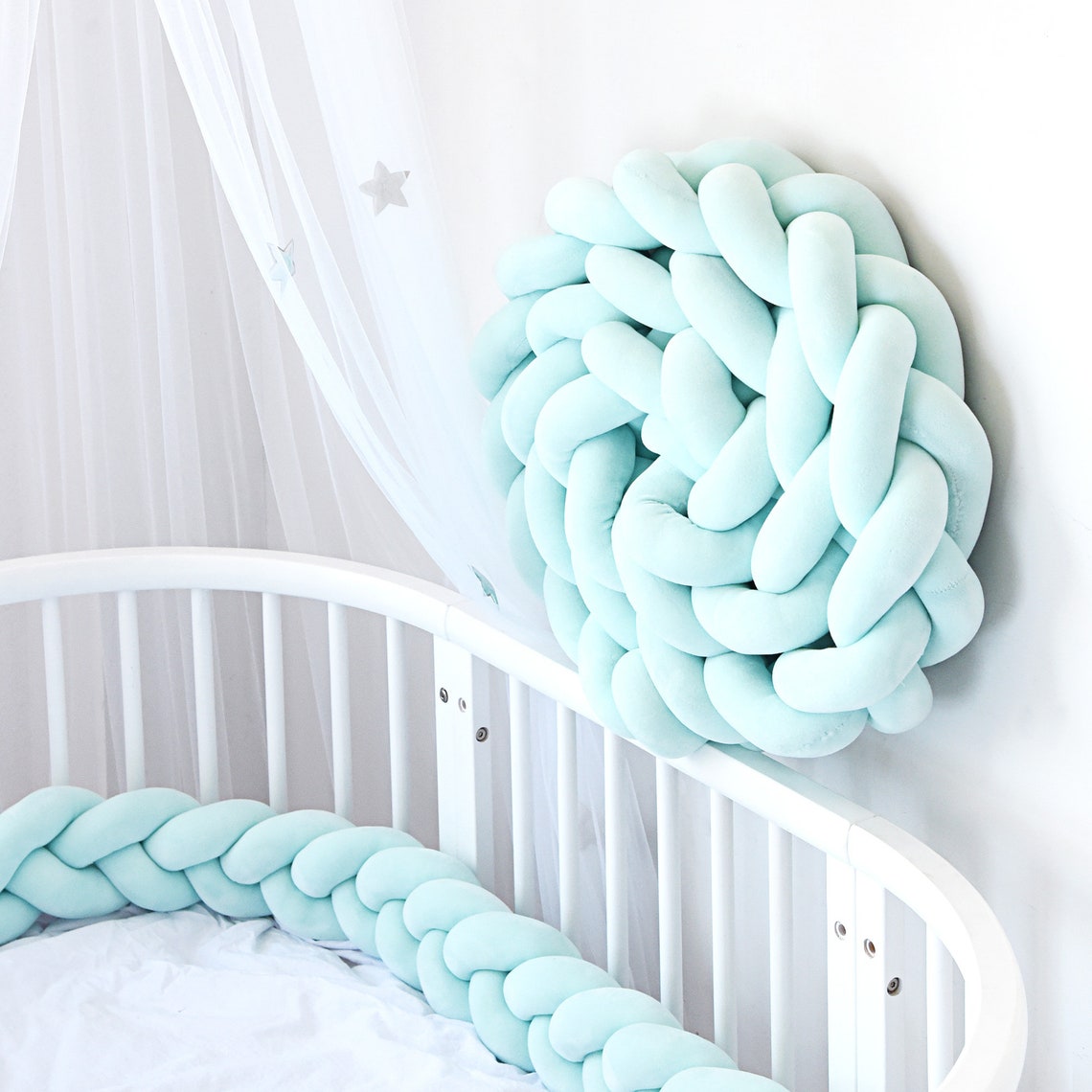 Custom Size Baby Crib Bumper Knotted Bed Bumper 3 Braided Etsy