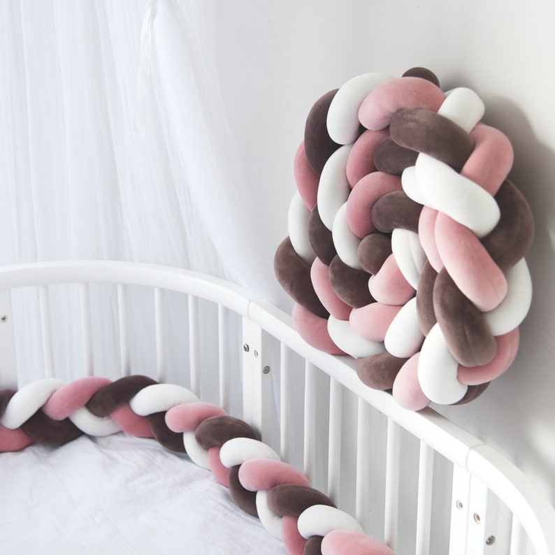Custom Size Baby Crib Bumper Knotted Bed Bumper 3 Braided Etsy