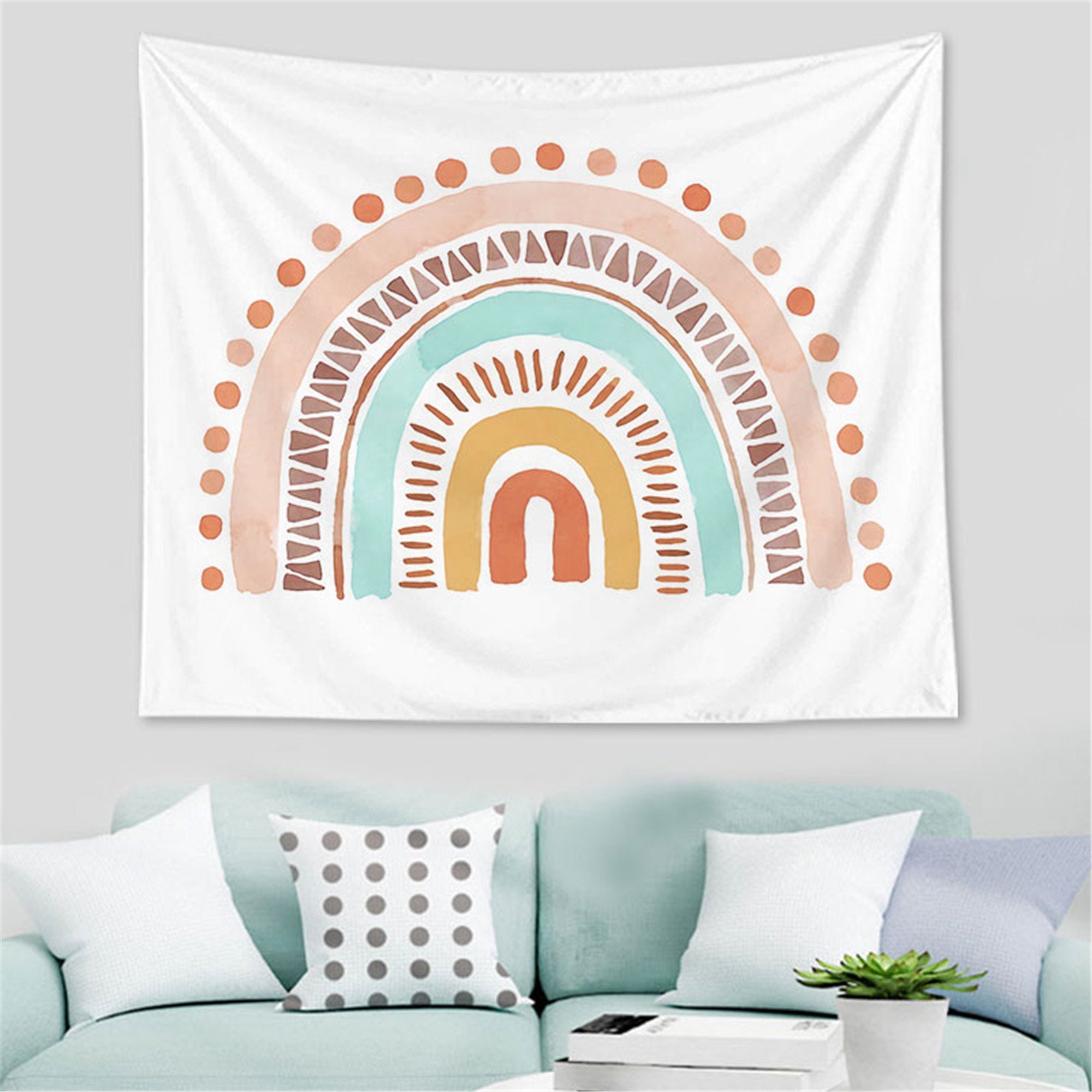 Rainbow Line Tapestry Geometric Tapestry Artistic Wall Hanging Etsy