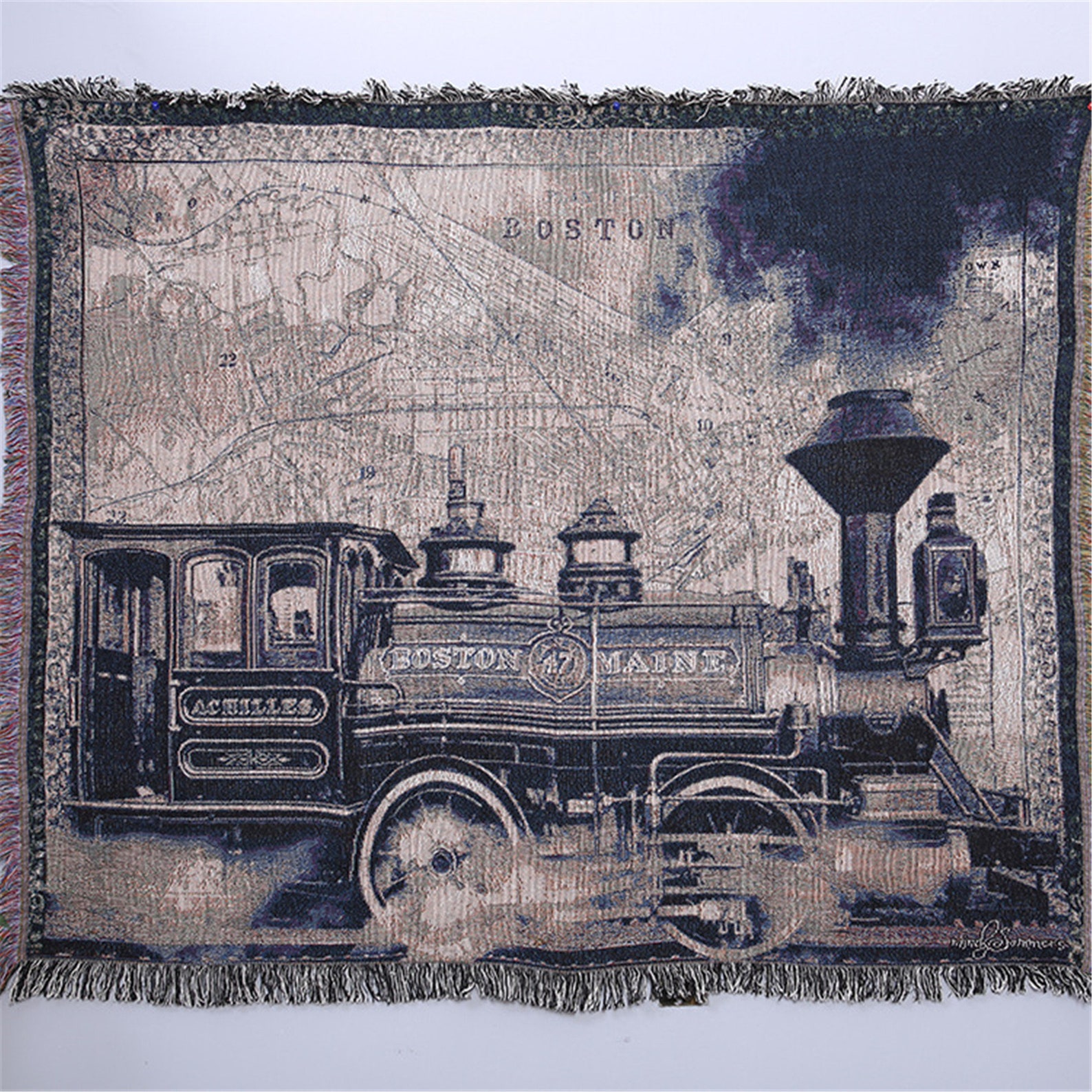 Decorative Throw Blanket with Tassel Boston Train Knitting Etsy