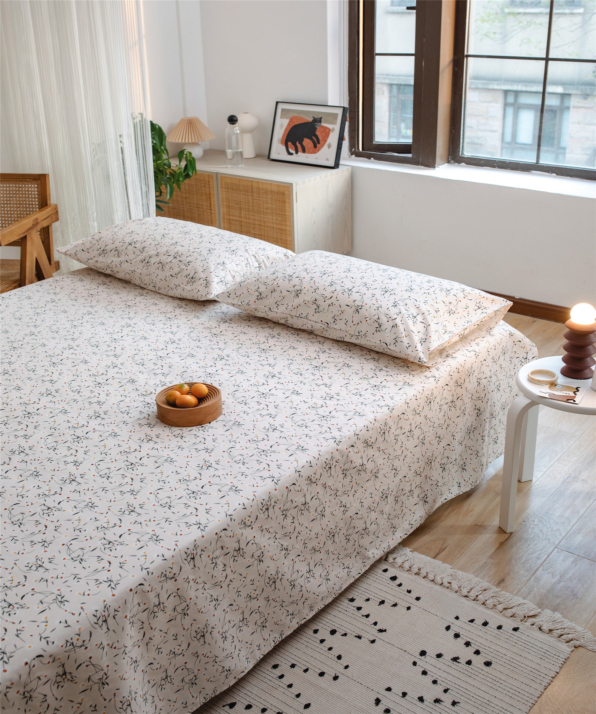 Cotton Floral Flat Sheet Flowers Flat Sheet Soft Flat Sheet Etsy