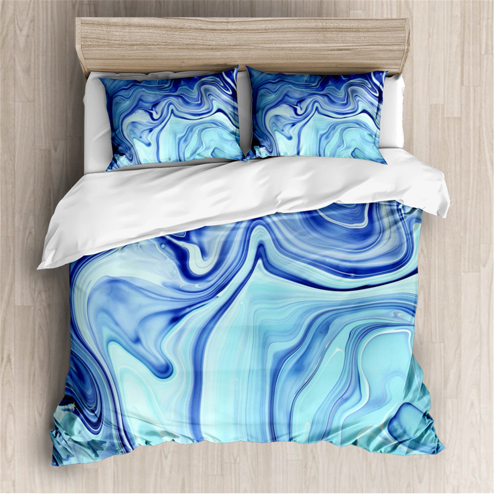 Blue Water Ripple Duvet Cover Set Super Soft Bedding Set Etsy