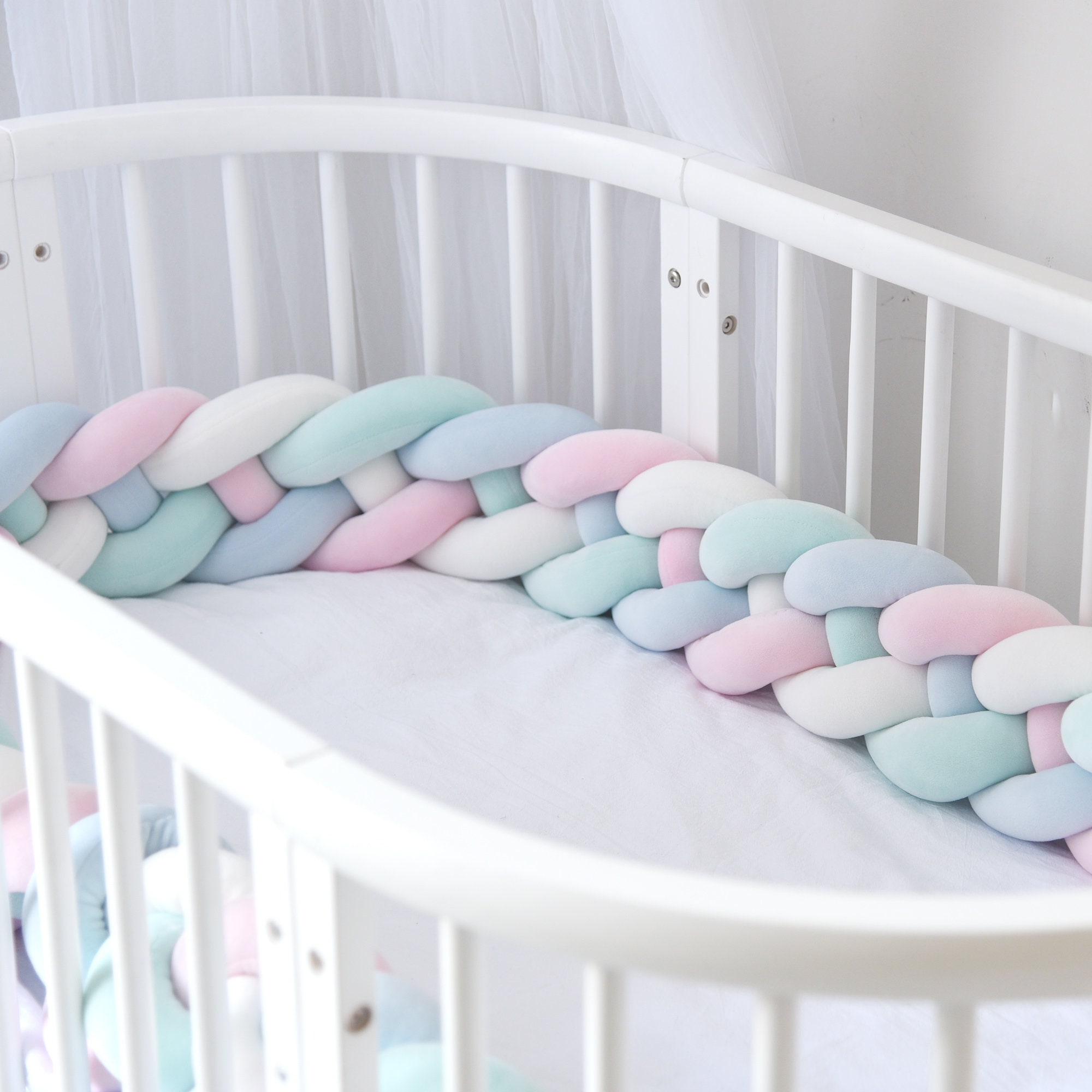 Custom Size Baby Crib Bumper Knotted Bed Bumper 4 Braided Etsy