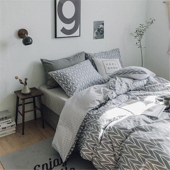 100 Cotton Duvet Cover Set Super Soft Bedding Sets Geometric Etsy