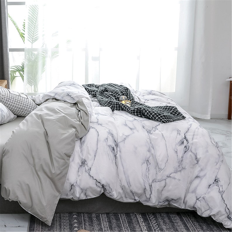 100 Cotton Duvet Cover Set Super Soft Bedding Set White Etsy