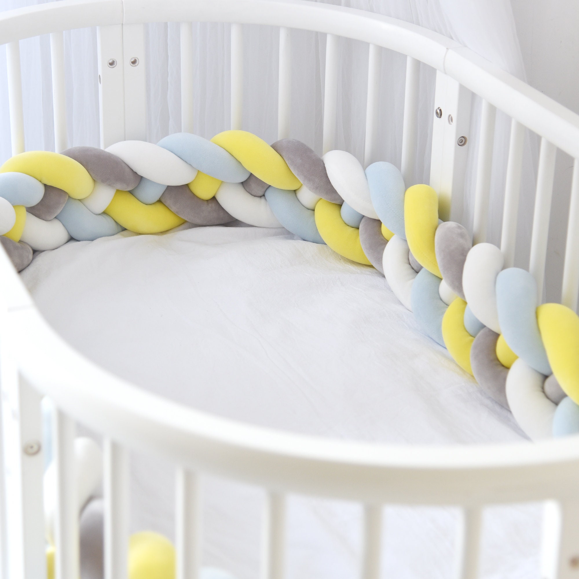 Custom Size Baby Crib Bumper Knotted Bed Bumper 4 Braided Etsy