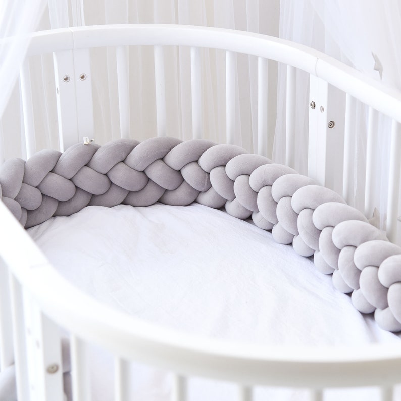 grey braided crib bumper
