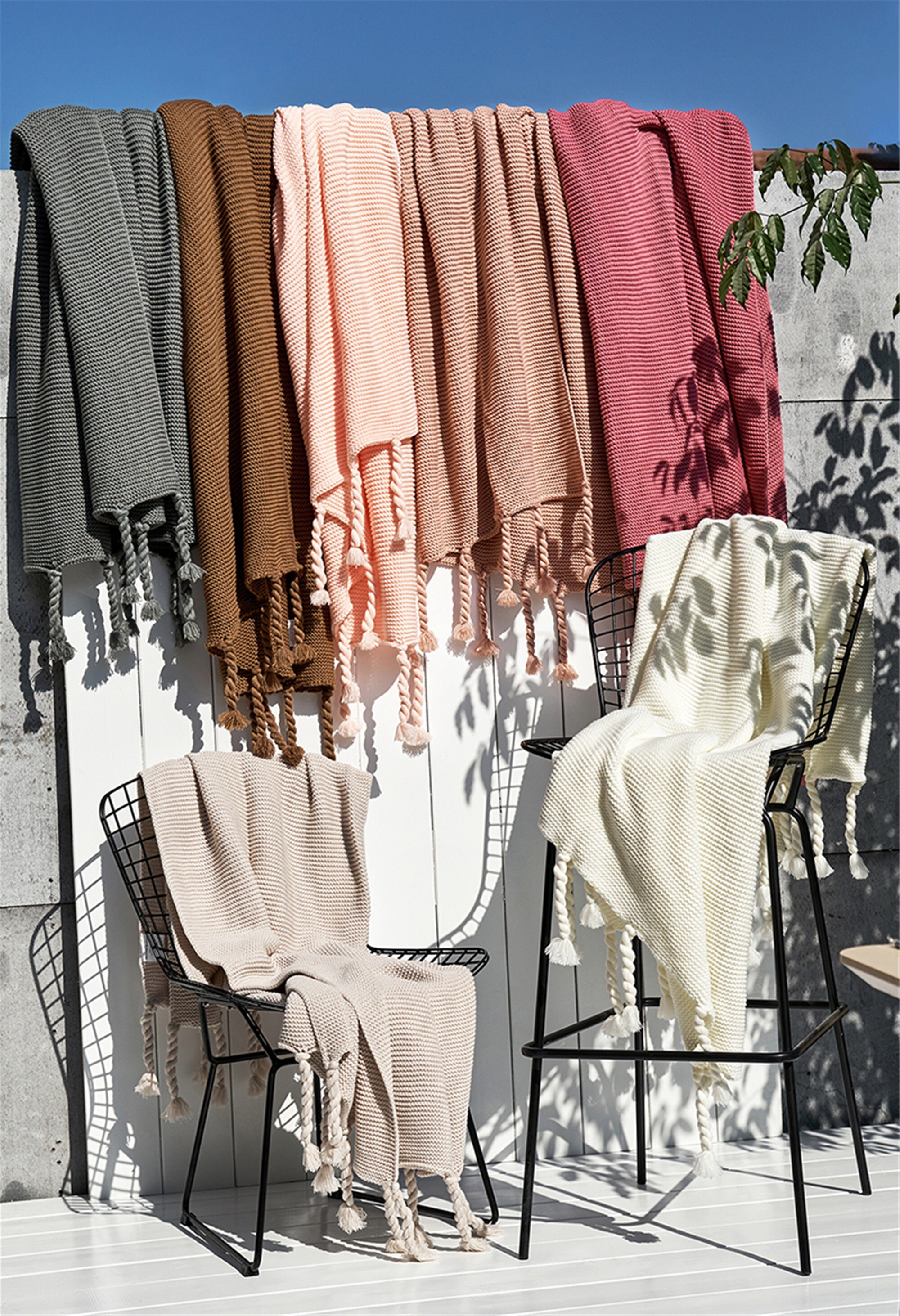 Yellow Knitted Throw Blanket Pure Color Minimalist Blanket Etsy