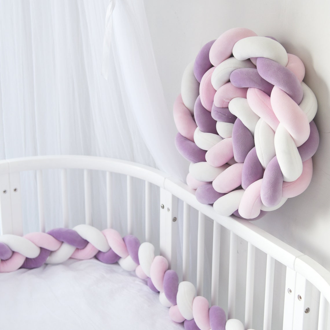Custom Size Baby Crib Bumper Knotted Bed Bumper 3 Braided Etsy