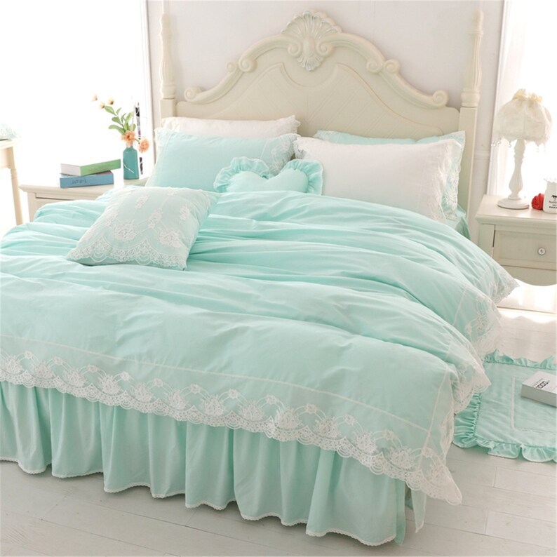 Light Green Duvet Cover Set Elegant Cotton Duvet Cover Set Etsy