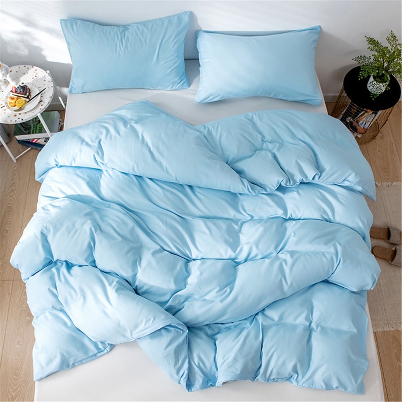 Duvet Cover Set Solid Bedding Microfiber Sky Blue Bed Set Etsy