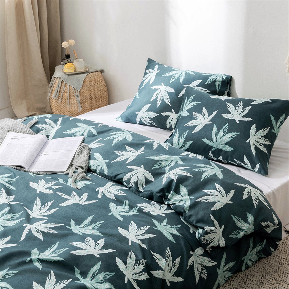 Green Duvet Cover Set Floral Bedding Set Twin/Queen/King Bed Etsy