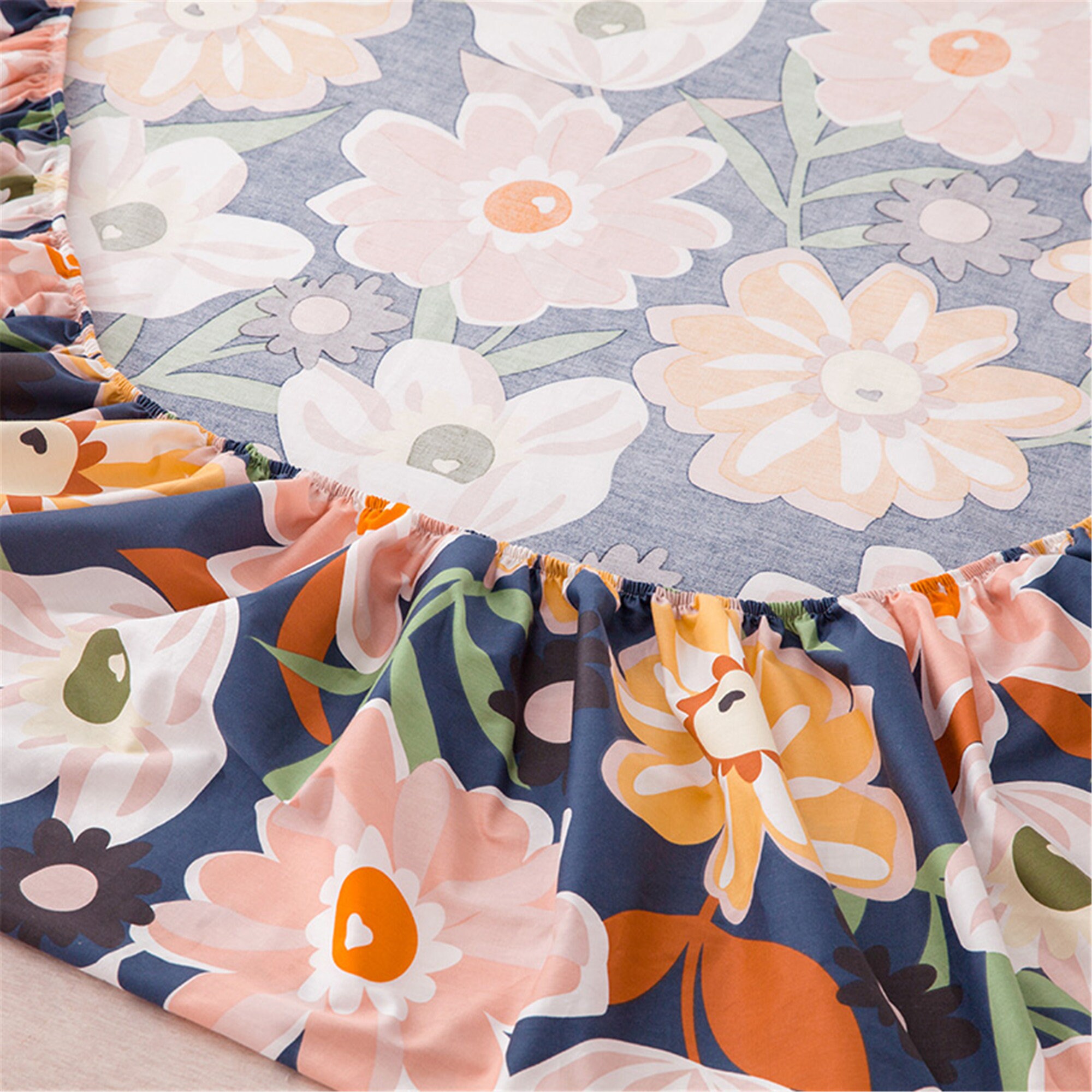 New Arrival Soft Cotton Fitted Sheet Colorful Flower Fitted Etsy