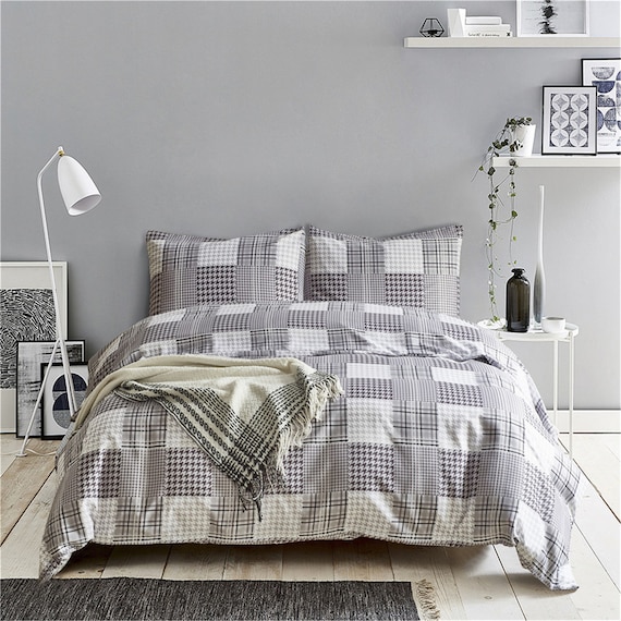 Stylish Geometric Duvet Cover Classic Grey with Diverse Etsy