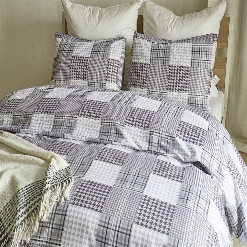 Stylish Geometric Duvet Cover Classic Grey with Diverse Etsy