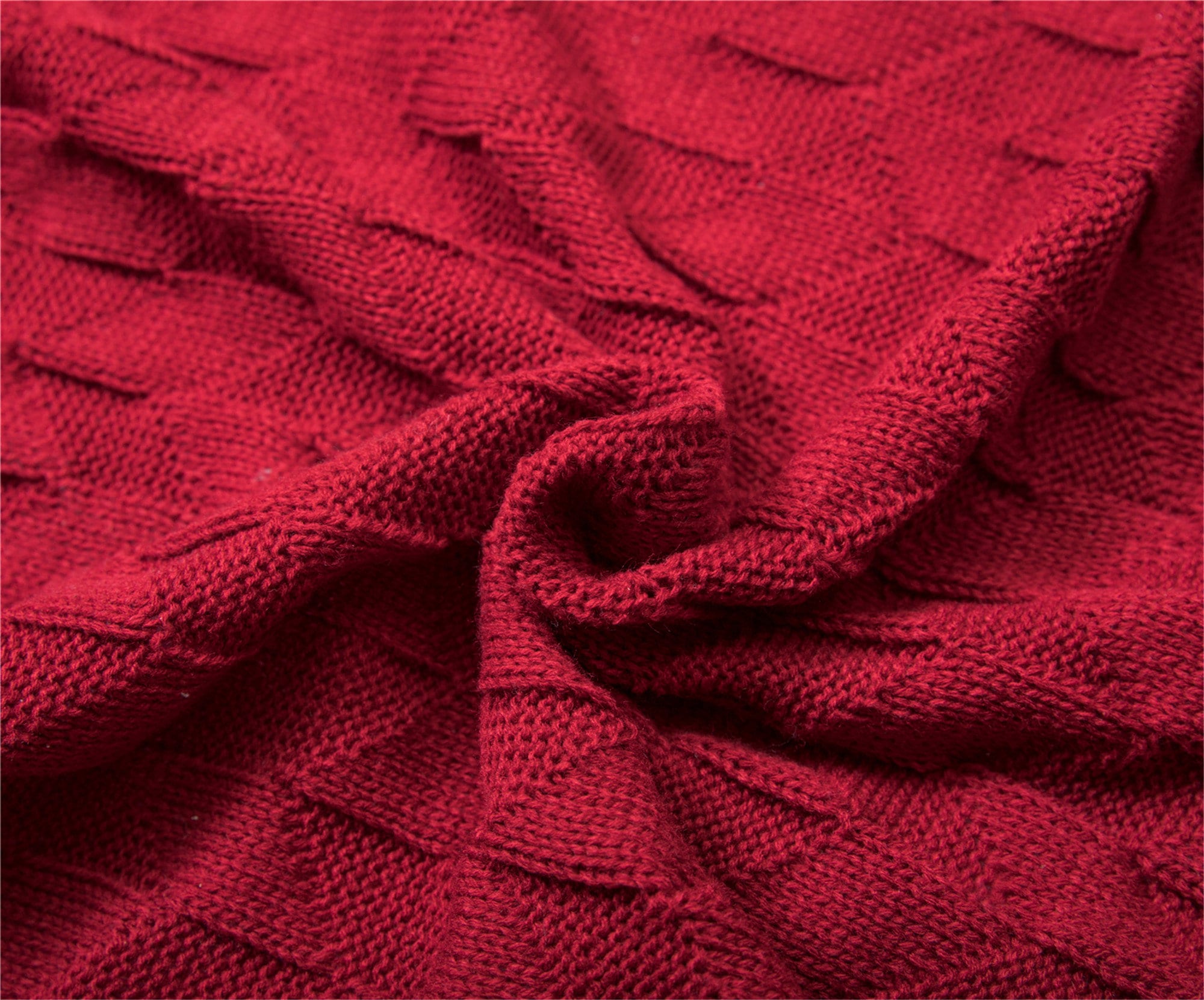 Red Knitted Throw Blanket Thin Decorative Blanket Geometric Etsy