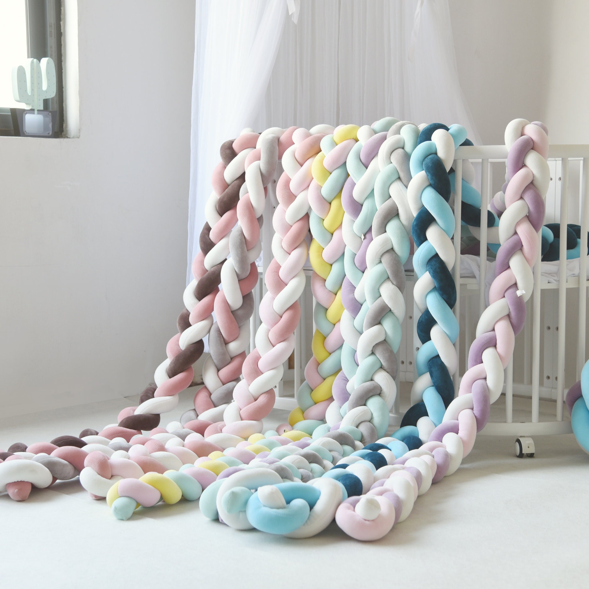 Custom Size Baby Crib Bumper Knotted Bed Bumper 3 Braided Etsy