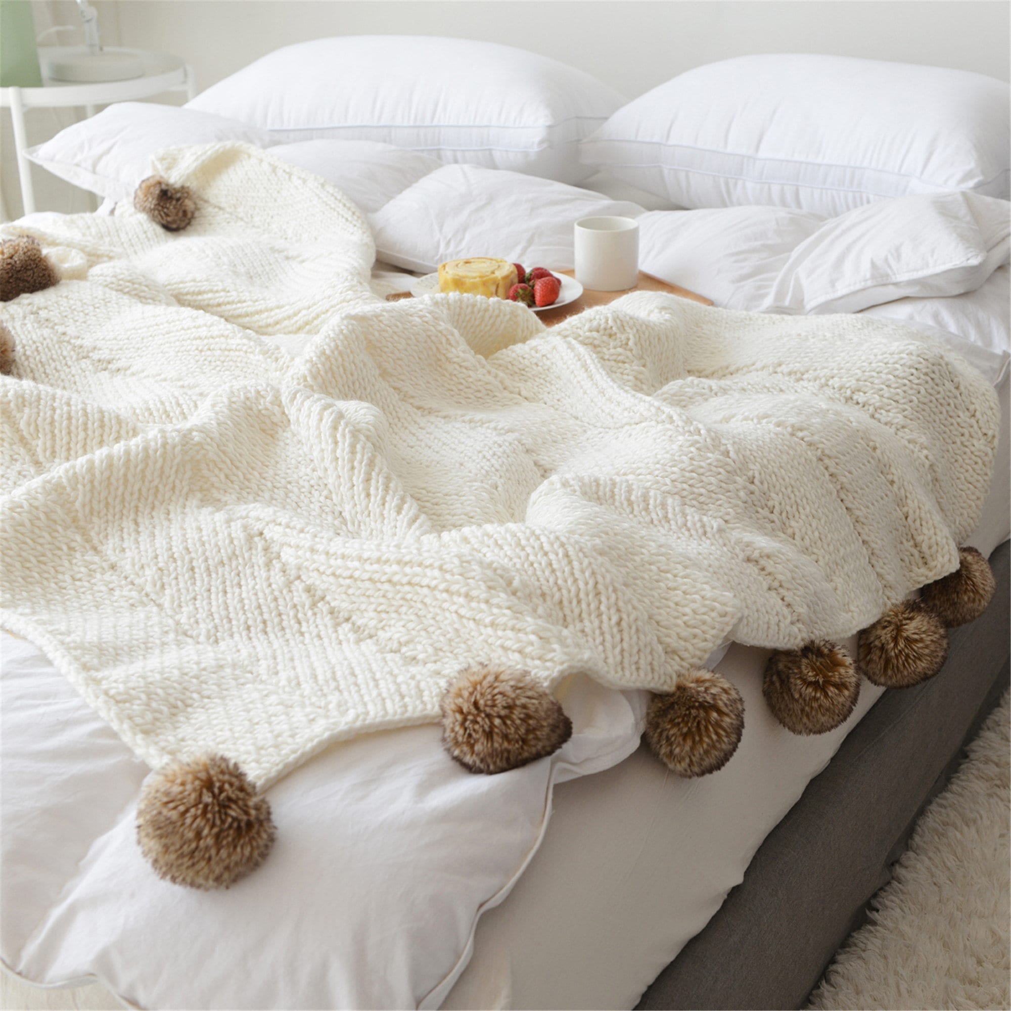 Ripple Icelandic Wool Blanket Minimalist Solid Color Knitted Etsy