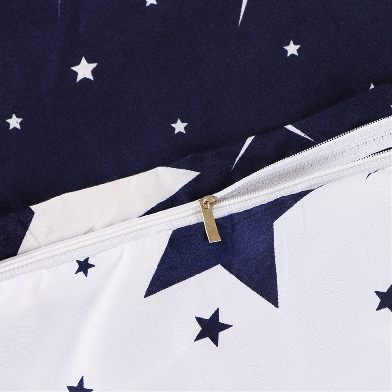 High Quality Simplicity Microfiber Duvet Cover,Blue Bedding with Starry Sky and Meteor shower,Comfortable Bedding with Matching 2 Pillowcase