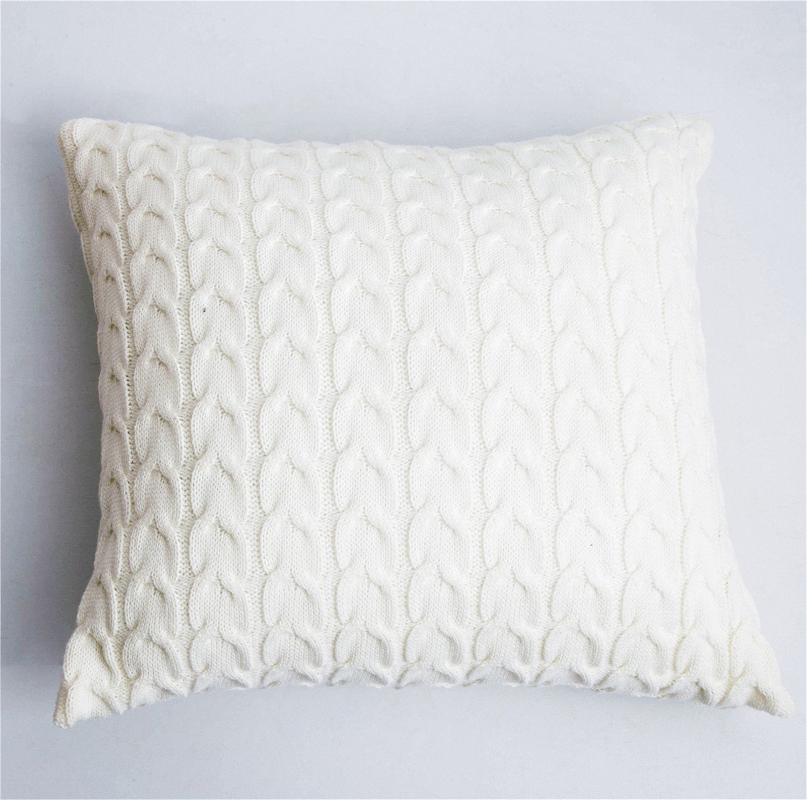 White Pillow Cover Soft Knitted Pillow Cover Minimalist Solid Etsy