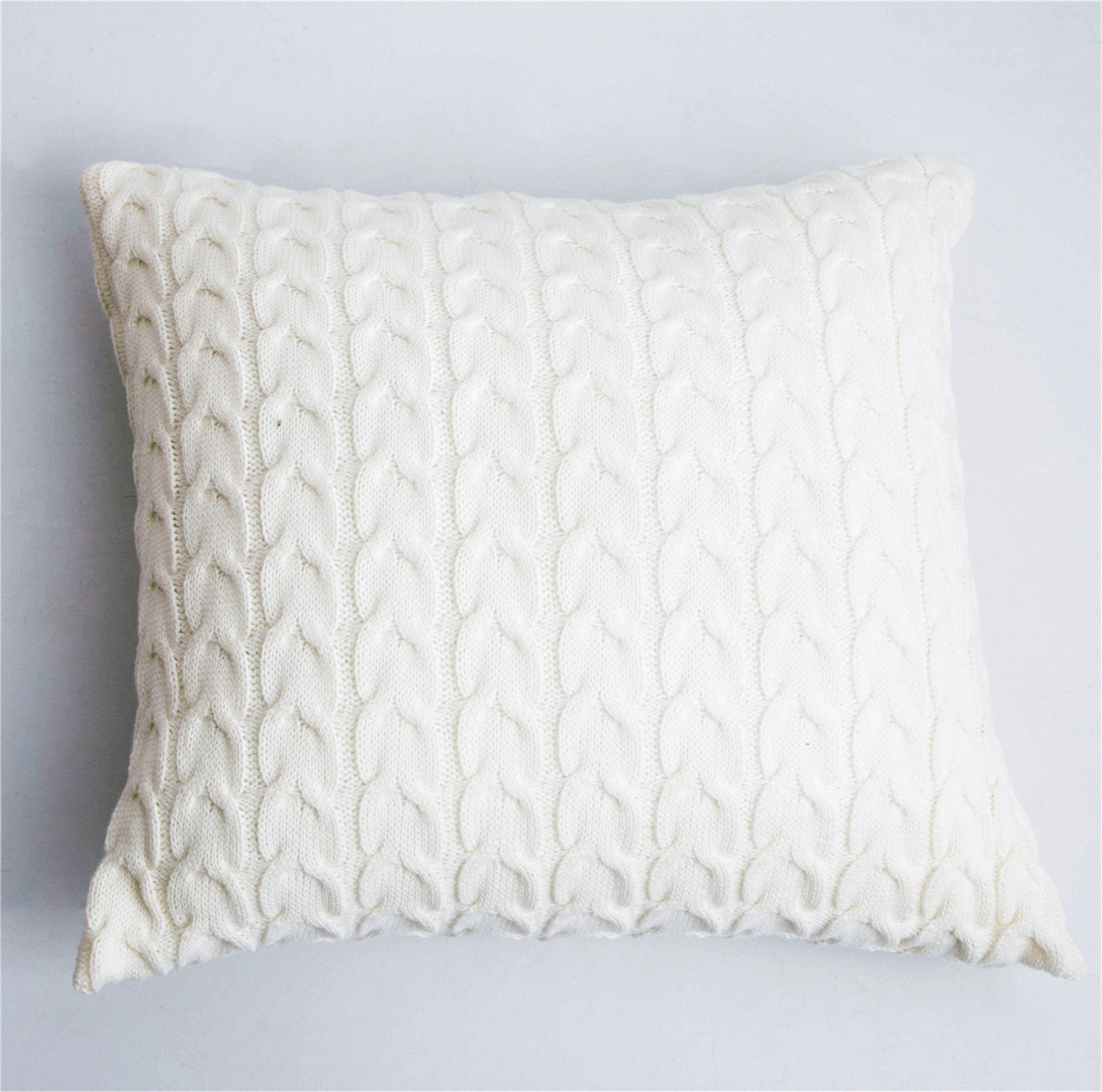 White Pillow Cover Soft Knitted Pillow Cover Minimalist Solid Etsy