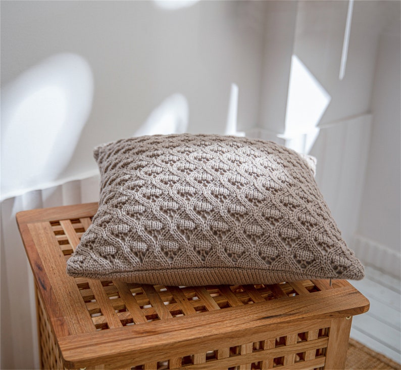 Camel Gray Knitted Throw Pillow Cover Minimalist Pure Color Etsy