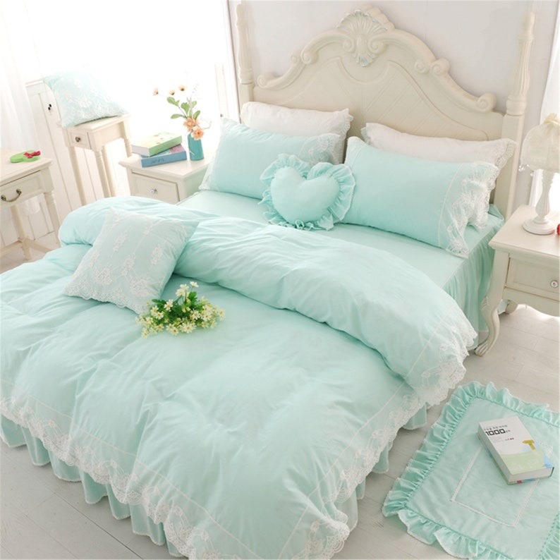 Light Green Duvet Cover Set Elegant Cotton Duvet Cover Set Etsy