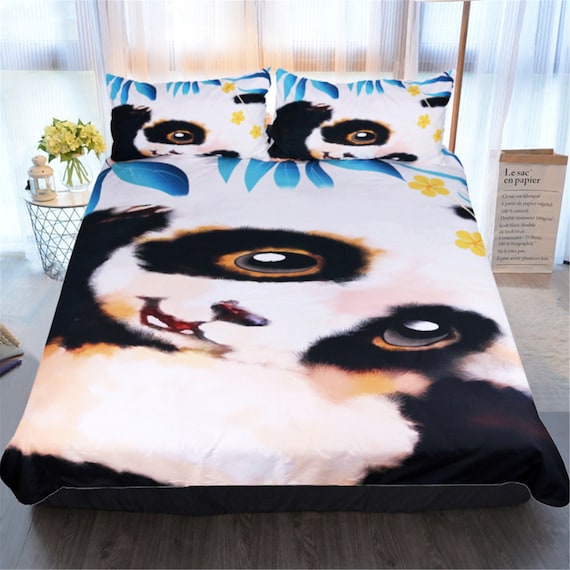 Panda Duvet Quilt Cover Set Pillowcase Kid Bedding Set Animal Single Double King