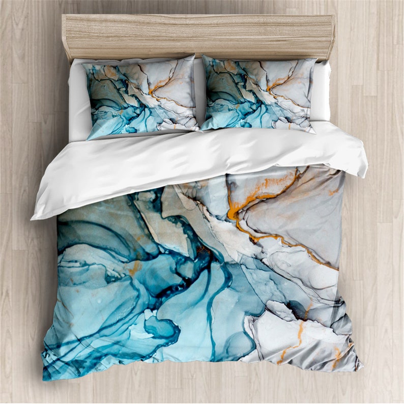 Blue Water Ripple Duvet Cover Set Soft Bedding Sets Etsy