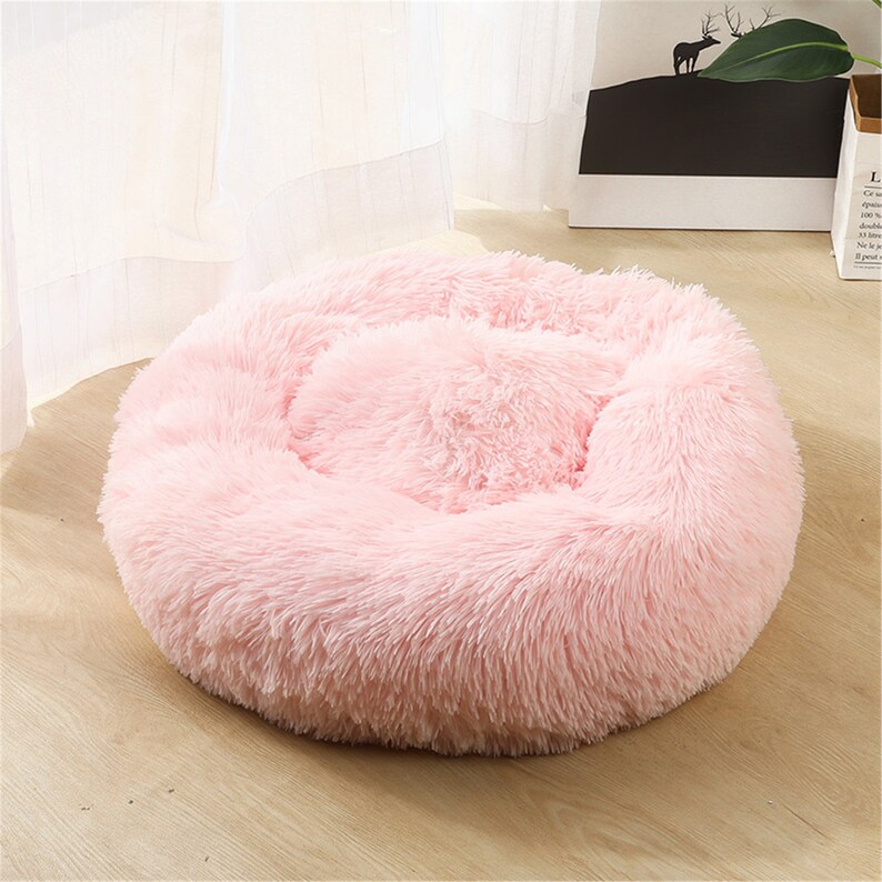 Fluffy Pet Bed for Dogs / Cats Round Donut Cat Bed Warm Soft Etsy